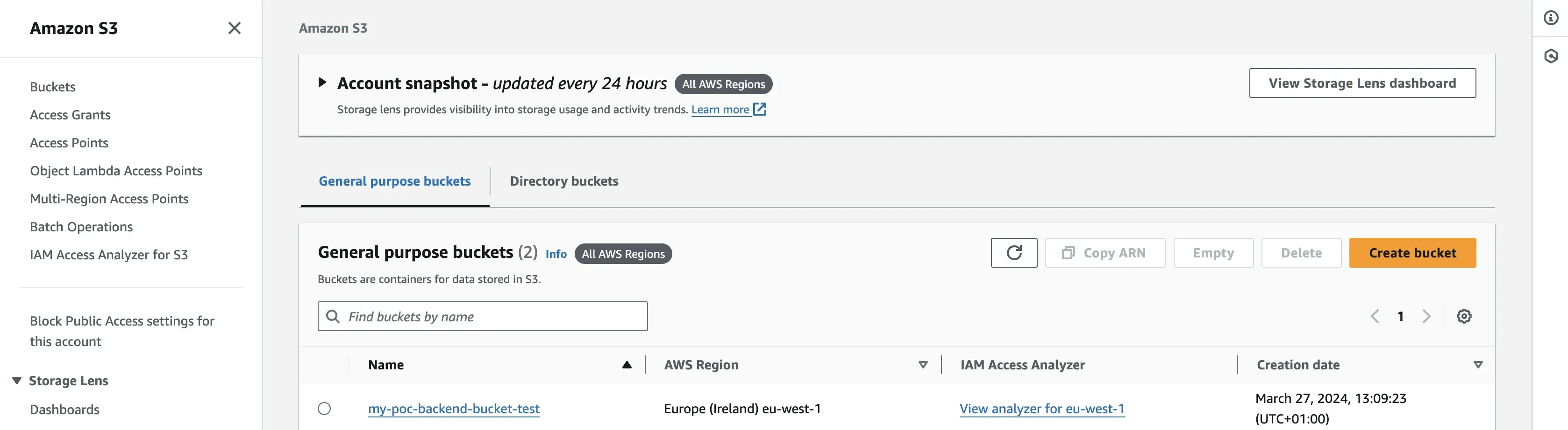 Create an S3 bucket