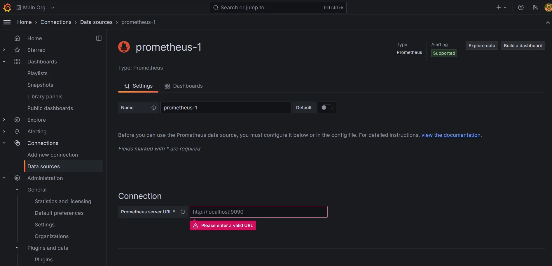 Specifying data source details